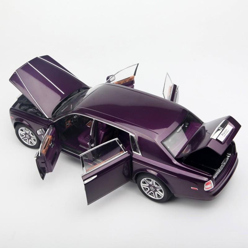 京商1/18 劳斯莱斯幻影四门加长版合金汽车模型紫色_1:18 Scale_车模